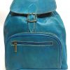 mochila de piel color azul turquesa 100 % piel vacuno