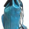 mochila de piel color azul turquesa 100 % piel vacuno - Imagen 3