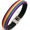 Pulsera de cuero negra con Bandera Orgullo LGTBIQ+